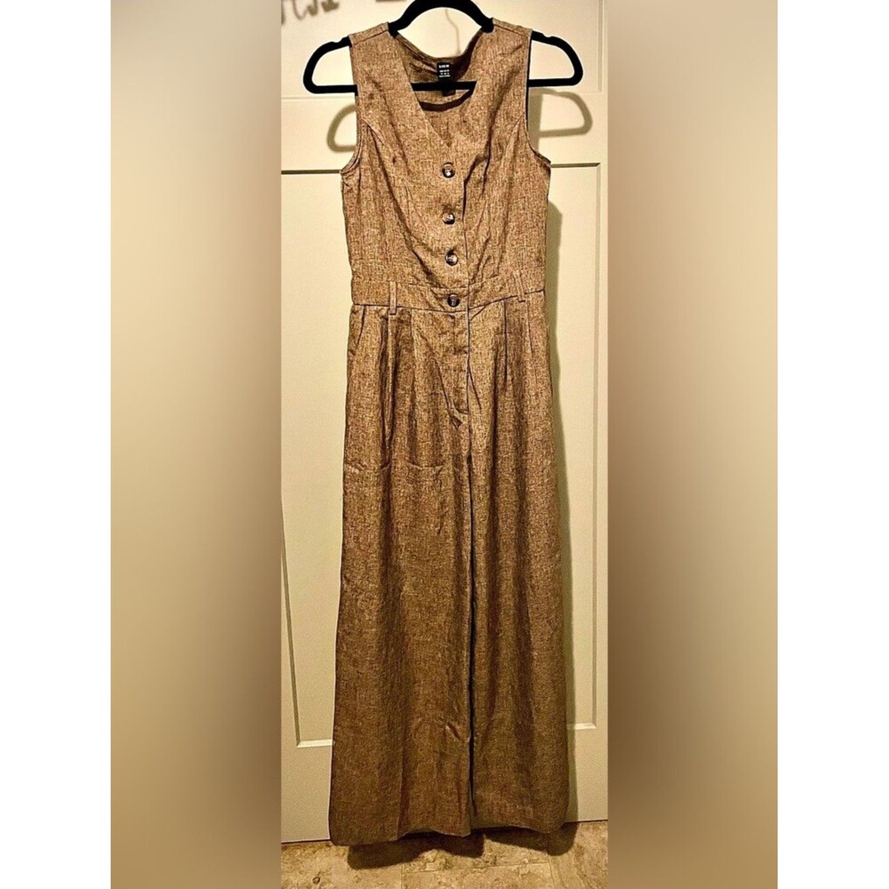 SHEIN Button Front Jumpsuit in Brown Size Medium (28” inseam)